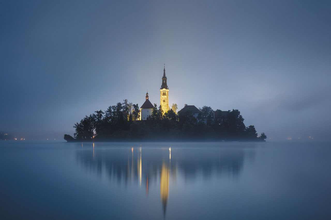 church in a foggy island